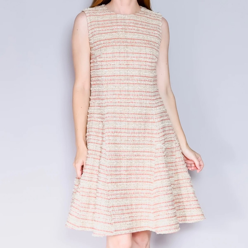 ADEAM Tweed A-Line Dress size 8 Beige Pink